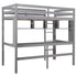 Minimalist Gray Twin Size Loft Bed with Built In Desk and Shelf