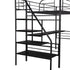 Mod Black Twin Size Metal Loft Bed with Desk and Stairs