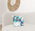 Set Of Three 18" X 18" Blue And White Zippered Floral Throw Indoor Outdoor Pillow