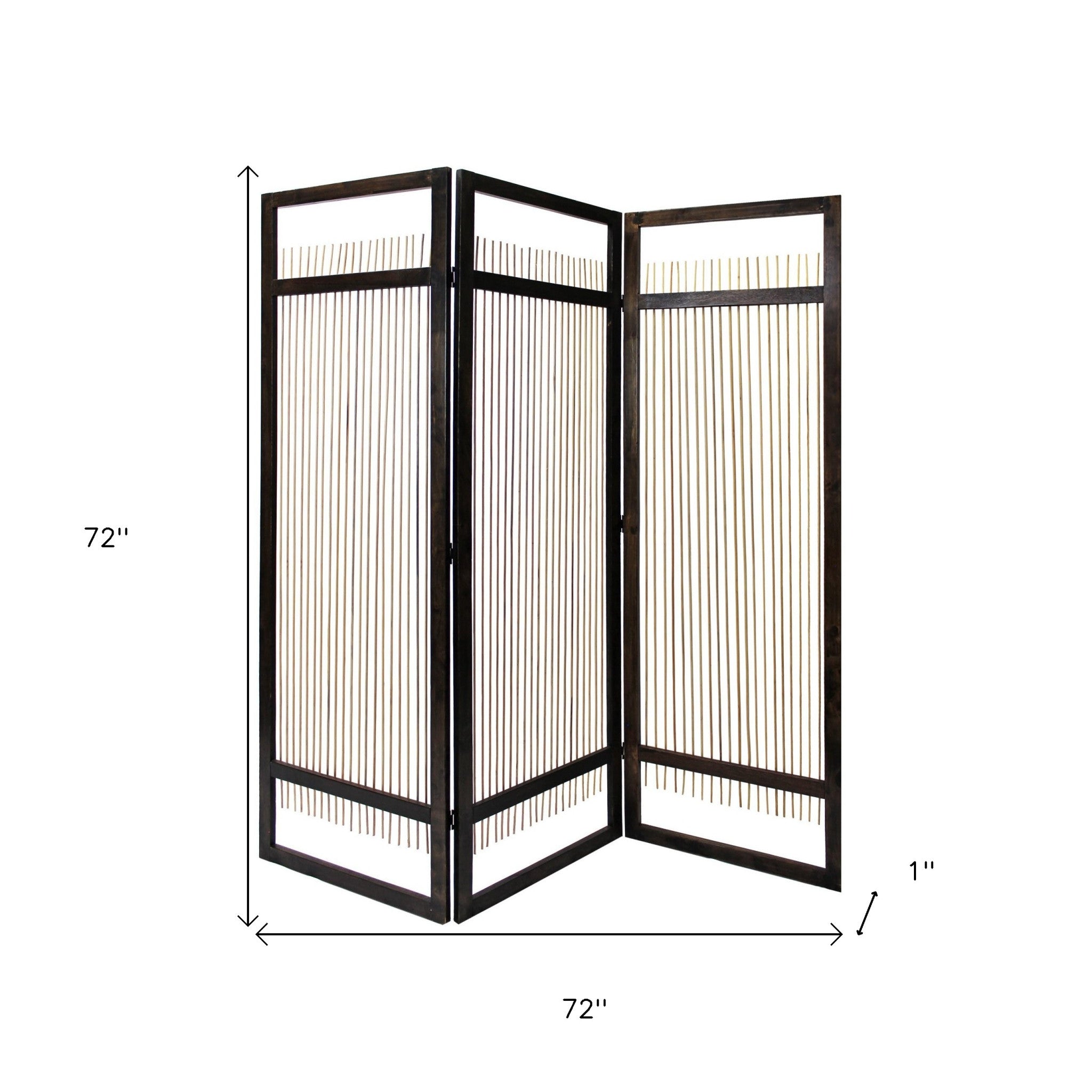 Light and Dark Rattan Three Panel Room Divider Screen