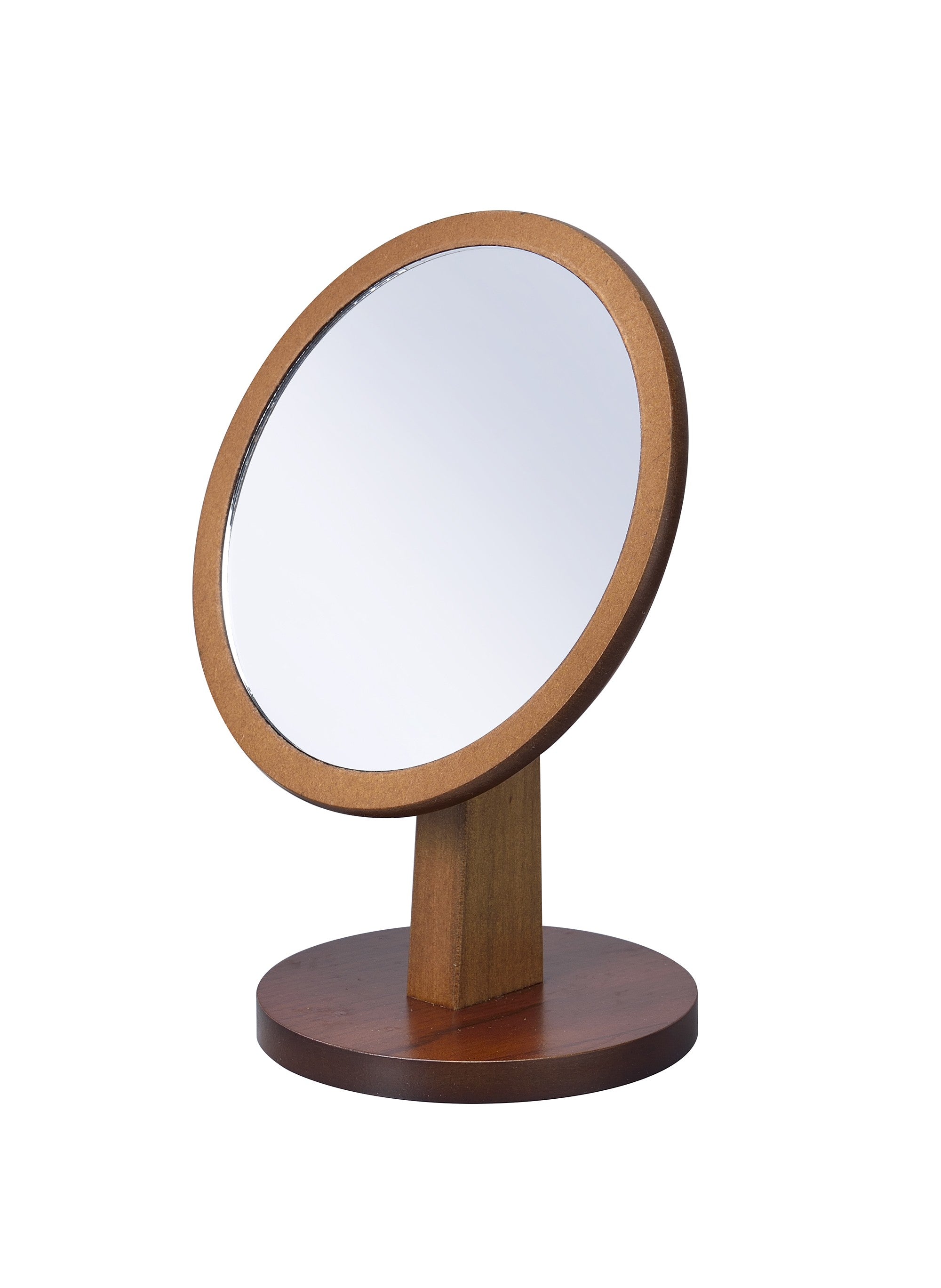 Brown Round Makeup Shaving Tabletop Mirror