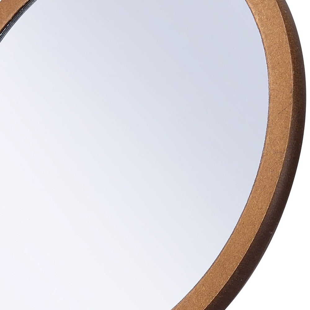 Brown Round Makeup Shaving Tabletop Mirror