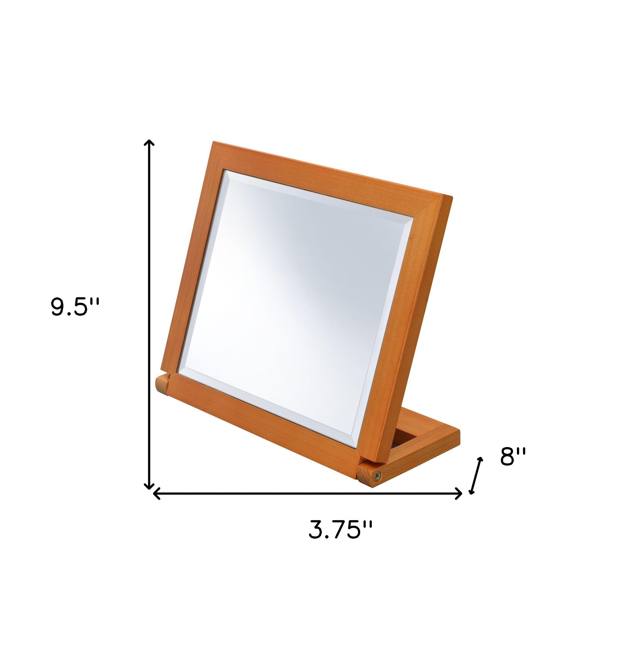 Brown Rectangle Makeup Shaving Tabletop Mirror