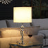 24" Clear Cut Faux Crystal Glam Table Lamp With White Classic Drum Shade