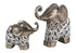 Set of Two 9" Silver Polyresin Elephant Statue