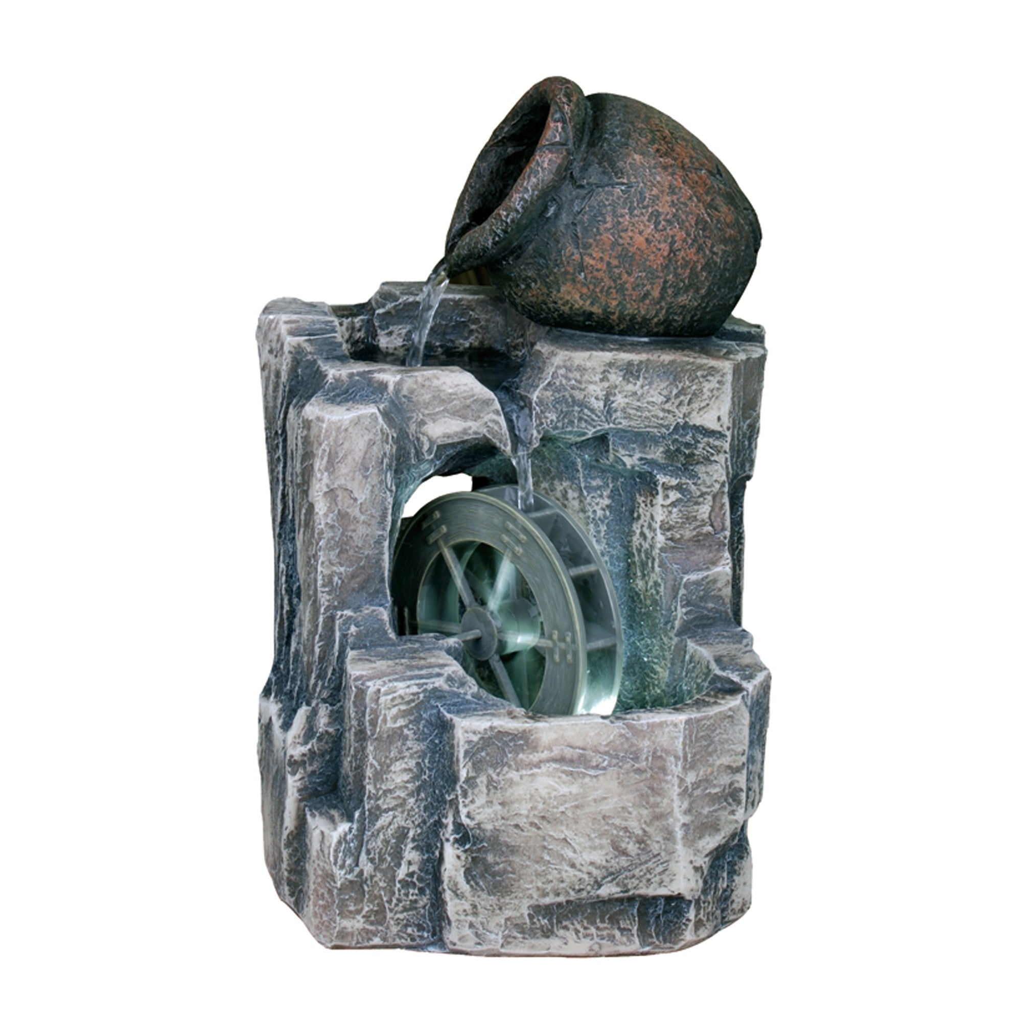 12" Gray Polyresin Farmhouse Design Tabletop Fountain with Light