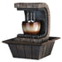 10" Brown Textured Polyresin Tabletop Fountain with LED Light