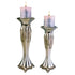 Set Of Two Silver Tabletop Pillar Candle Holders