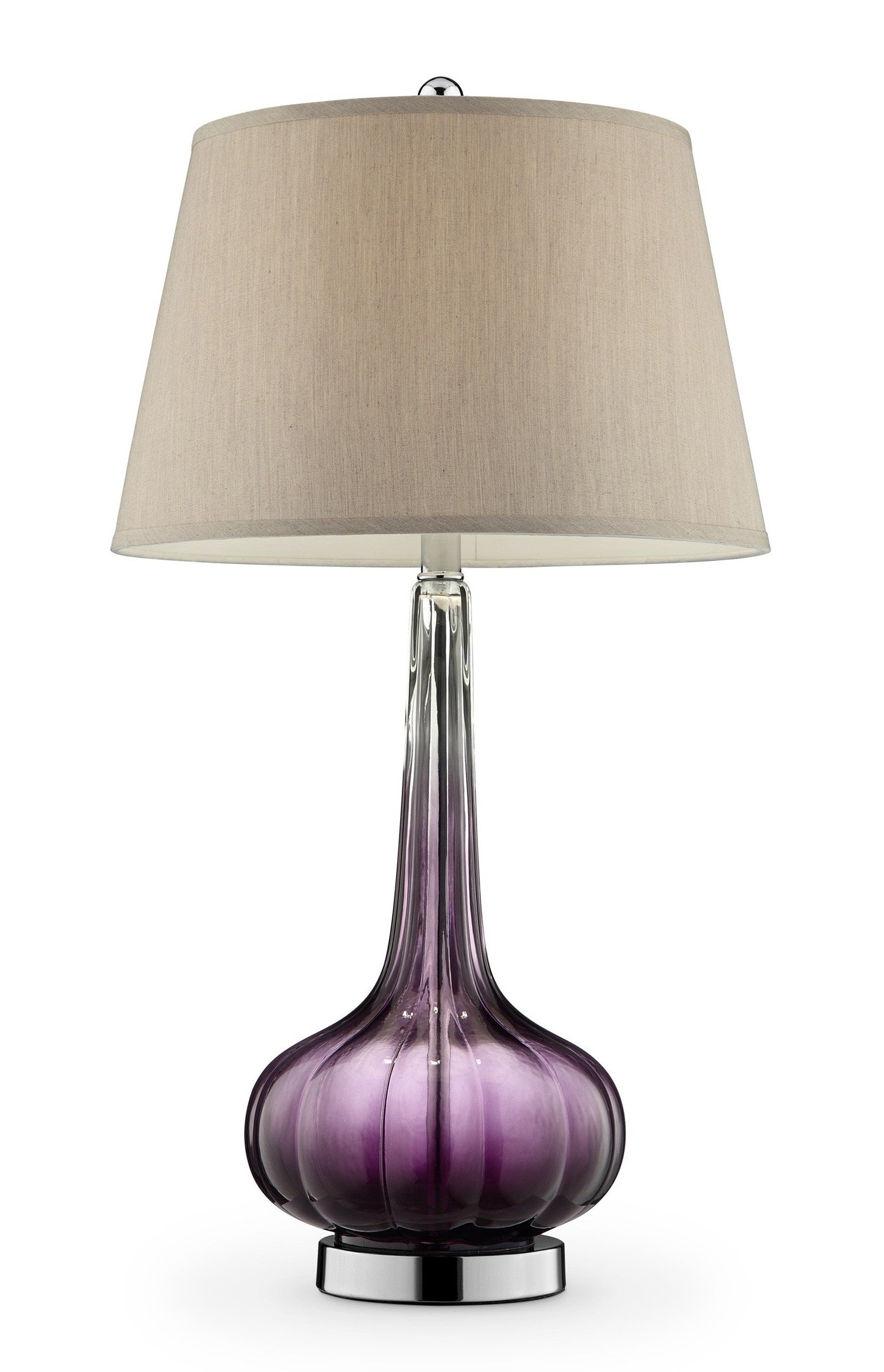 30" Purple Ombre Glass Table Lamp with Beige Shade