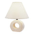 12" Beige Ceramic Bedside Table Lamp With White Empire Shade