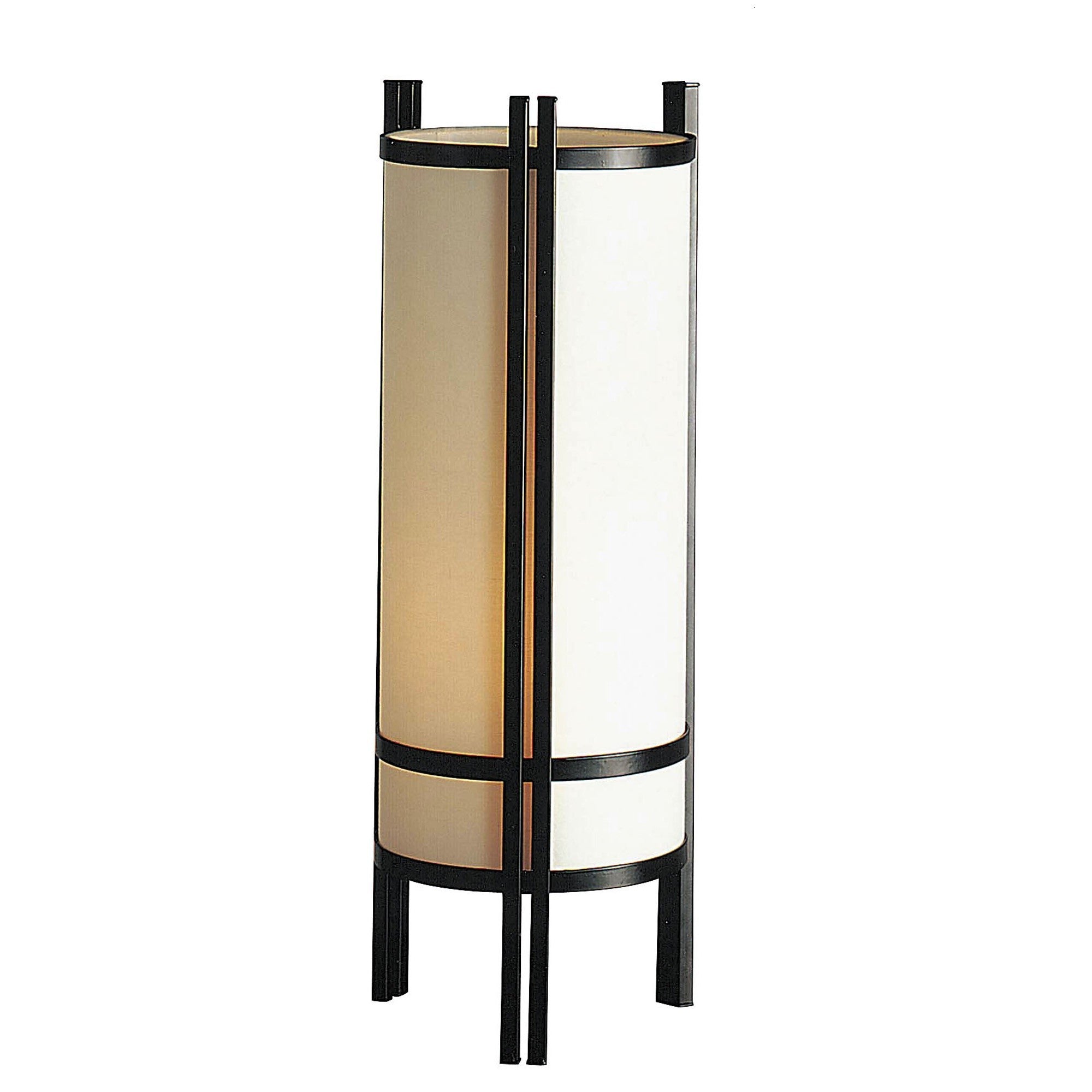 24" Black and Off White Cylinder Bedside Table Lamp