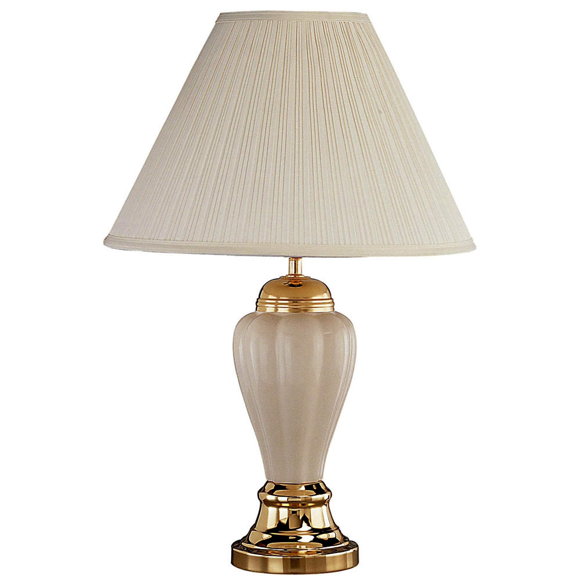 27" Ivory and Gold Ceramic Urn Table Lamp With Off White Empire Shade