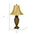 31" Golden Brown Polyresin Urn Table Lamp With Night Light and Gold Bell Shade