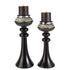 Set Of Two Black Ball Tabletop Pillar Candle Holders