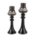 Set Of Two Black Ball Tabletop Pillar Candle Holders