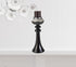 Set Of Two Black Ball Tabletop Pillar Candle Holders