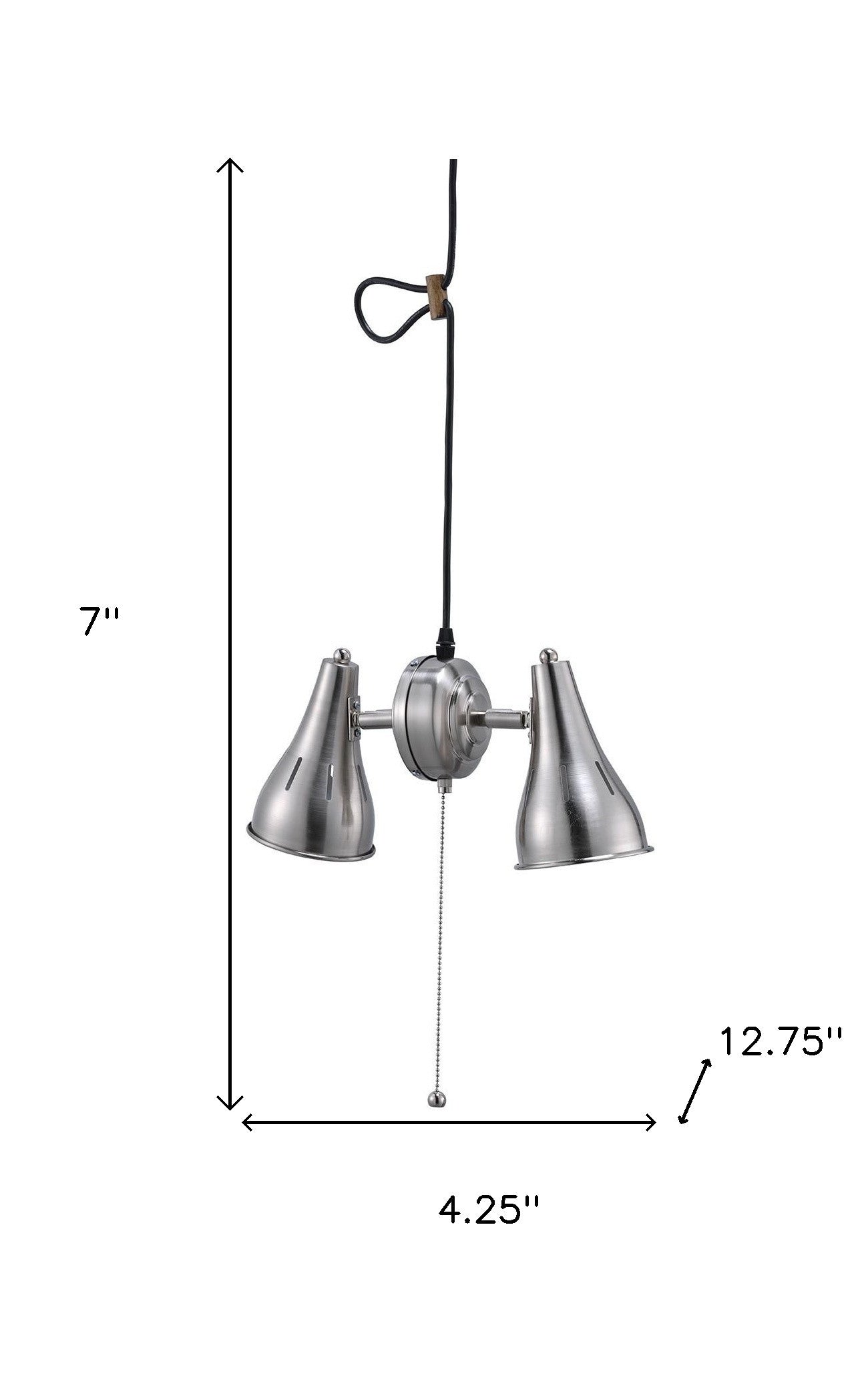 Two Light Industrial Silver Hanging Light