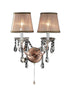 Silver and Pink Faux Crystal Dual Light Hanging Wall Sconce