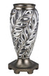 16" Gray and Silver Leaf Polyresin Round Urn Vase