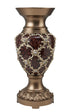 18" Gold and Brown Damask Polyresin Round Urn Vase