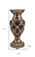 18" Gold and Brown Damask Polyresin Round Urn Vase