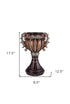 18" Brown Bronze and Silver Polyresin Urn Vase