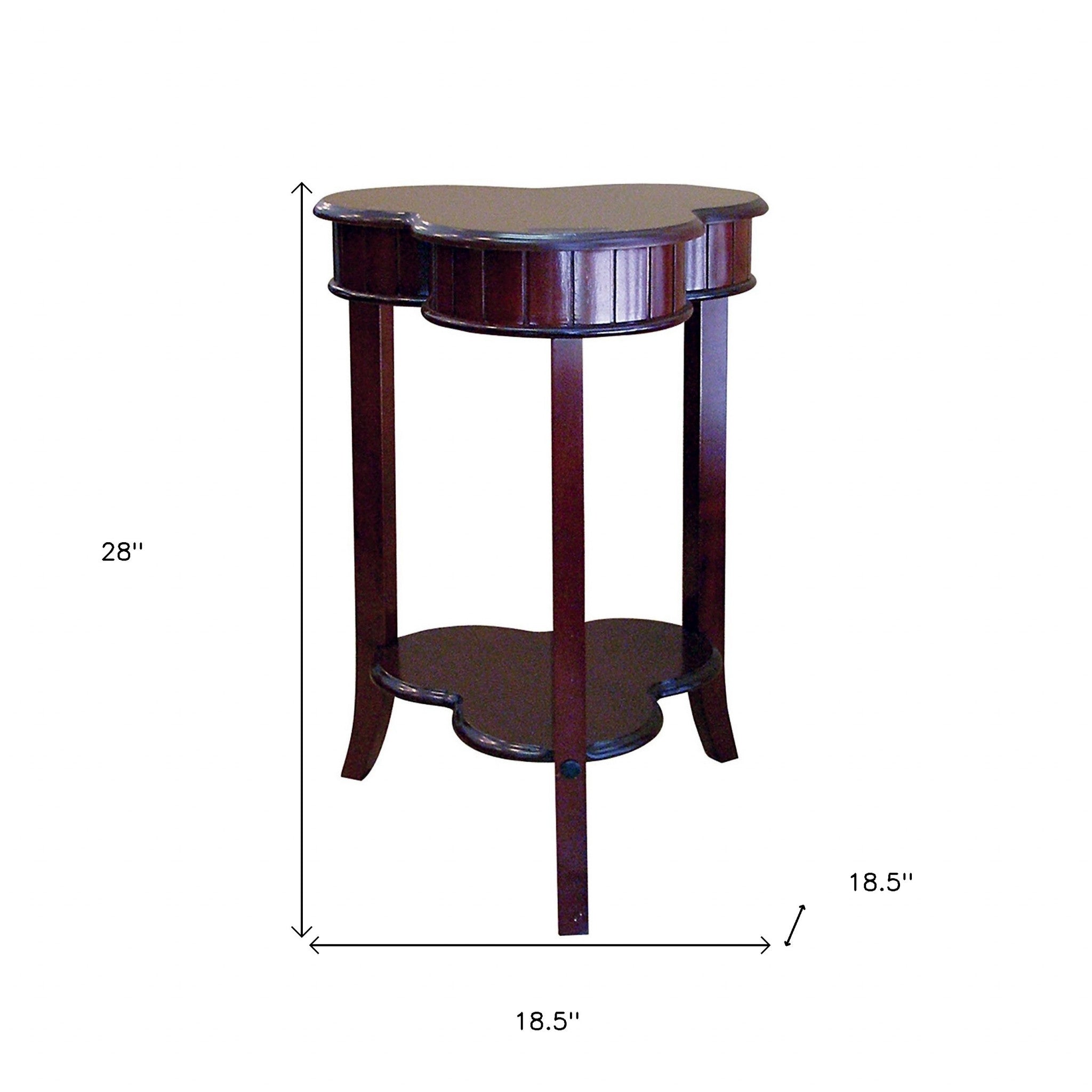 28" Brown Round End Table With Shelf
