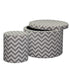 23" Gray Polyester Blend Round Geometric Footstool Ottoman