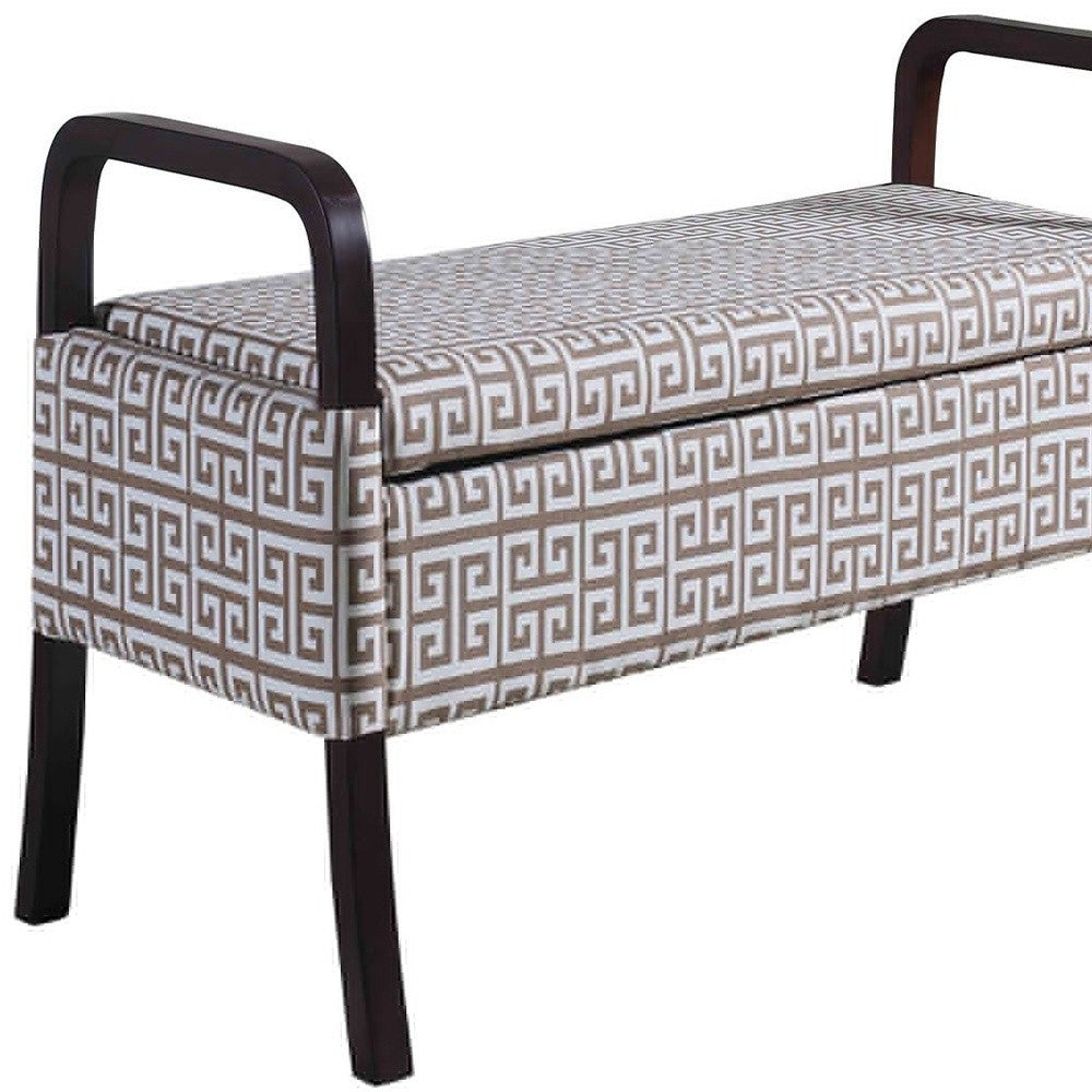 17" Black And Brown Upholstered 100% Polyester Geometric Entryway Bench With Flip Top