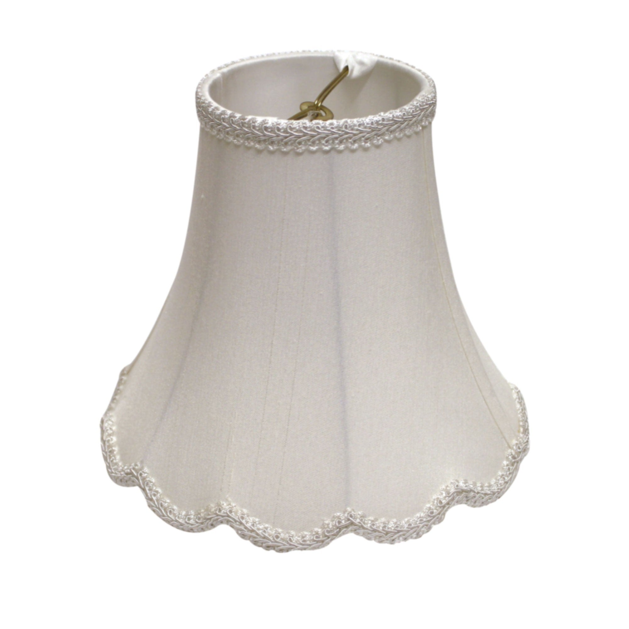 14" White Slanted Scallop Bell Monay Shantung Lampshade