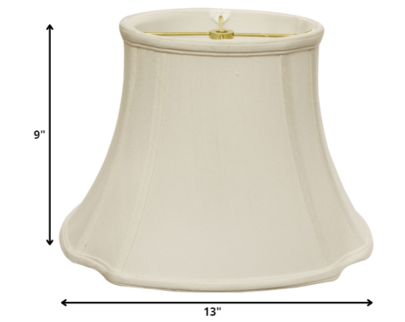 13" White Reversed Oval Monay Shantung Lampshade