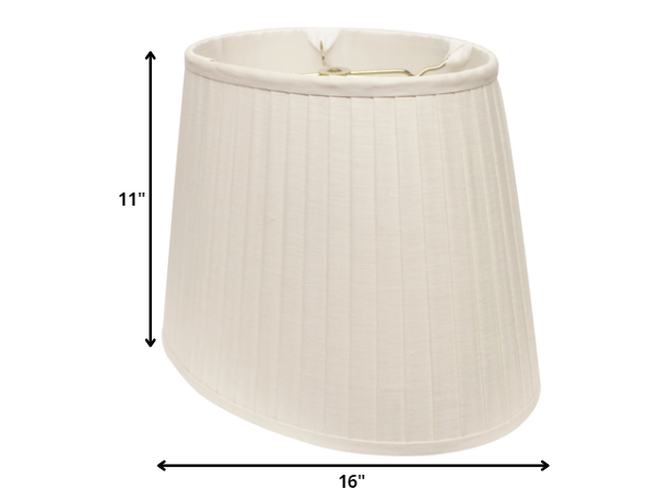 16" White Slanted Oval Paperback Linen Lampshade