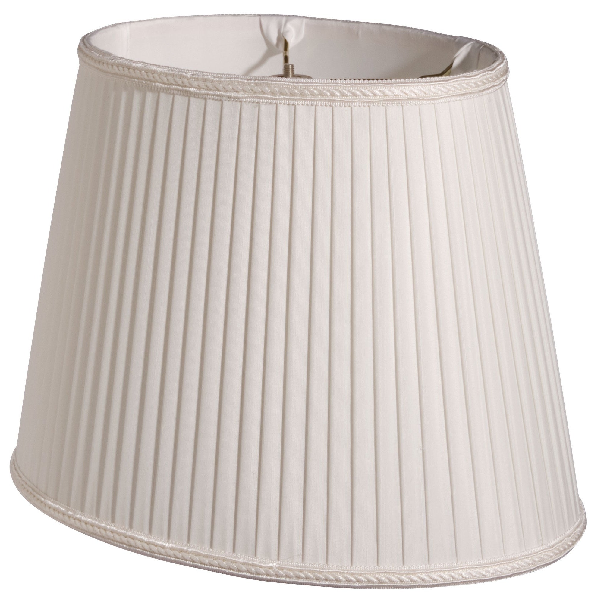 12" White Oval Side Pleat Paperback Shantung Lampshade