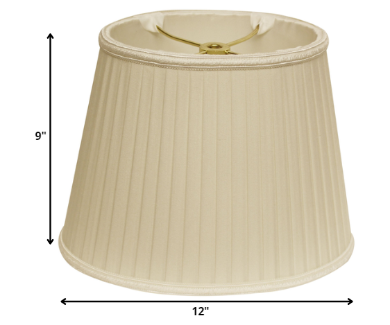 12" Ivory Oval Side Pleat Paperback Shantung Lampshade