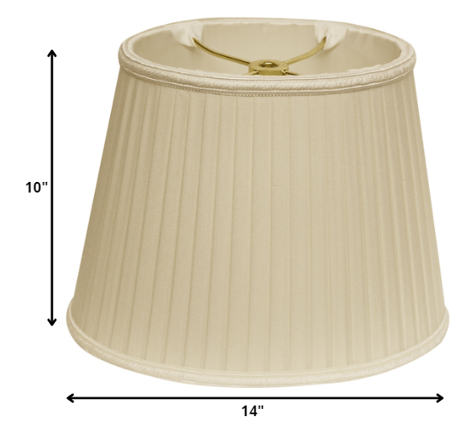 14" Ivory Oval Side Pleat Paperback Shantung Lampshade