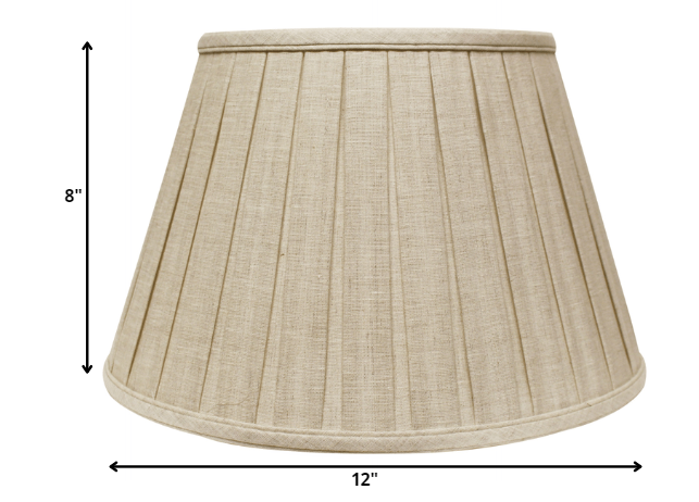 12" Cream Slanted Paperback Linen Lampshade with Box Pleat