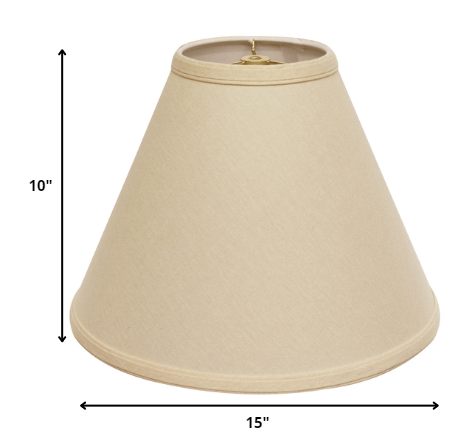 15" Parchment Biege Deep Cone Slanted Linen Lampshade