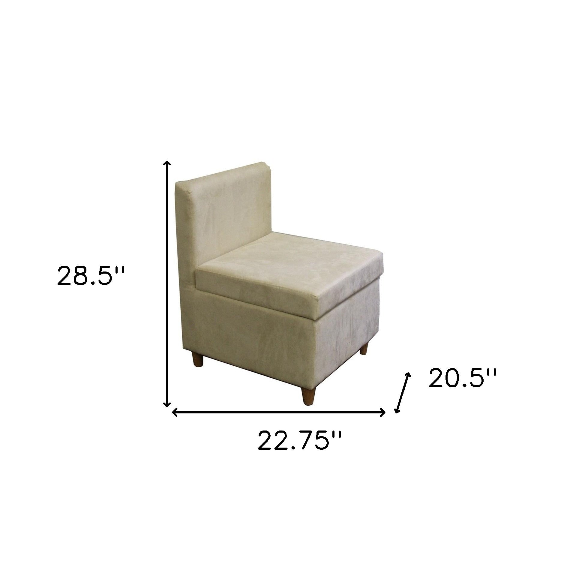 29" Mod Taupe Cream Microfiber Armless Accent Chair with Storage
