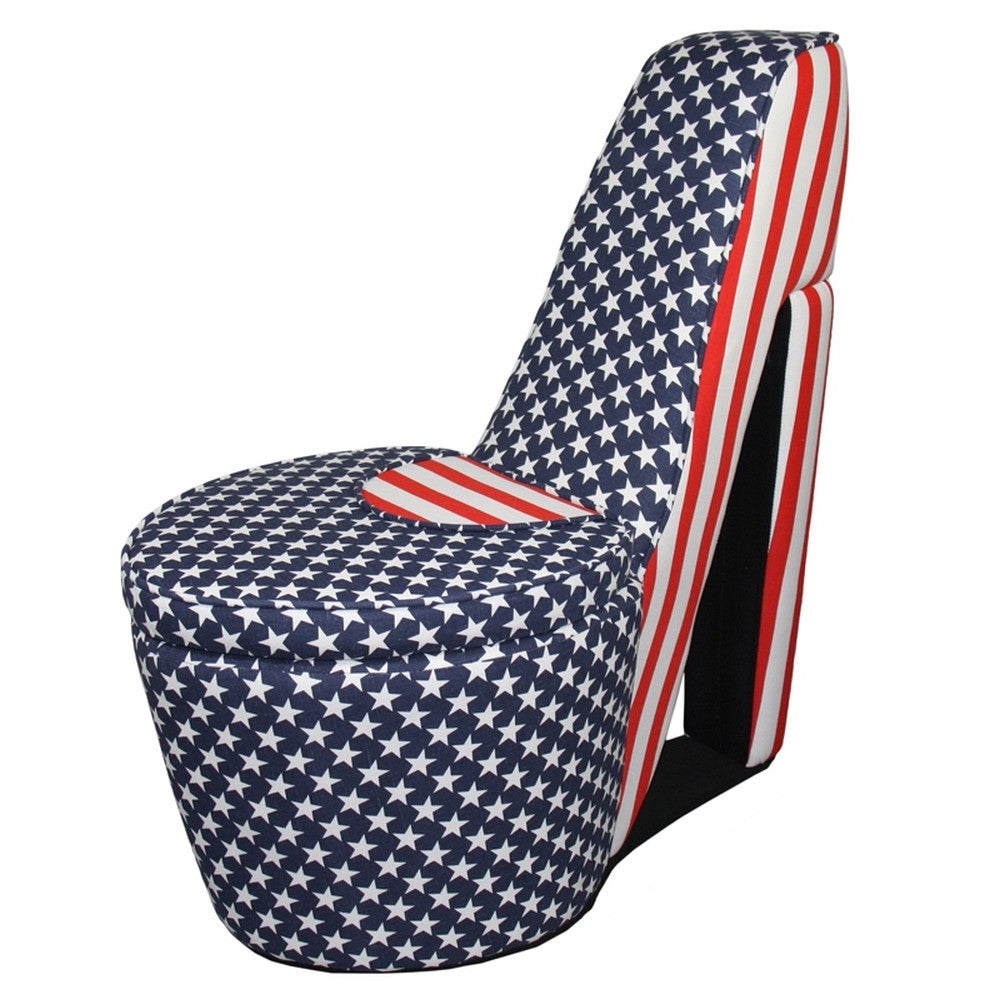 Red White and Blue Patriotic Print 1 High Heel Shoe Storage Chair