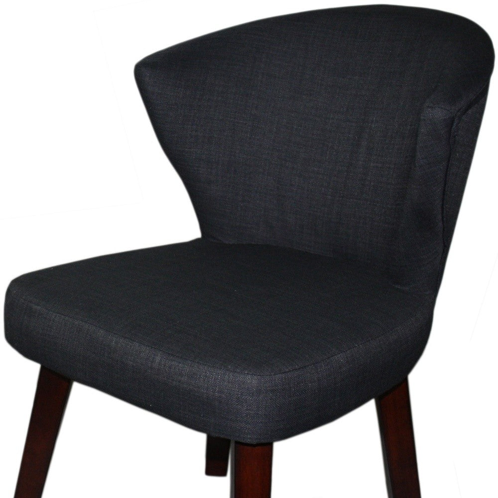 31" Dark Charcoal Grey and Black Wooden Curve Back Dining or Accent Chair