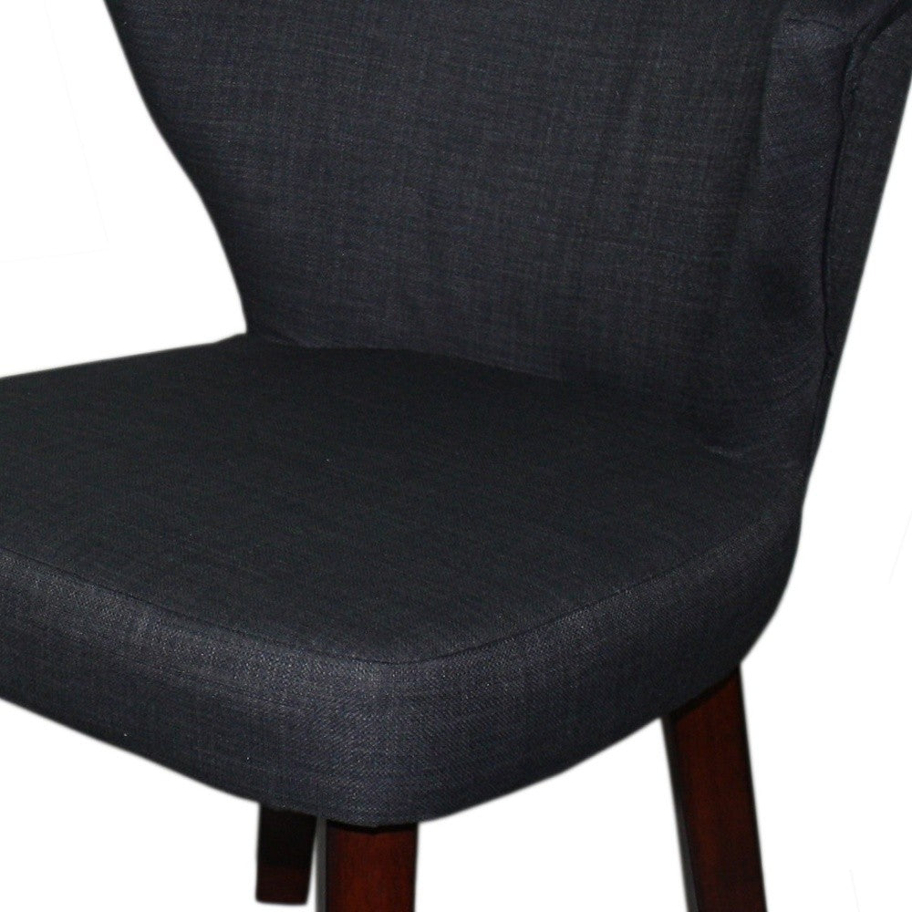 31" Dark Charcoal Grey and Black Wooden Curve Back Dining or Accent Chair