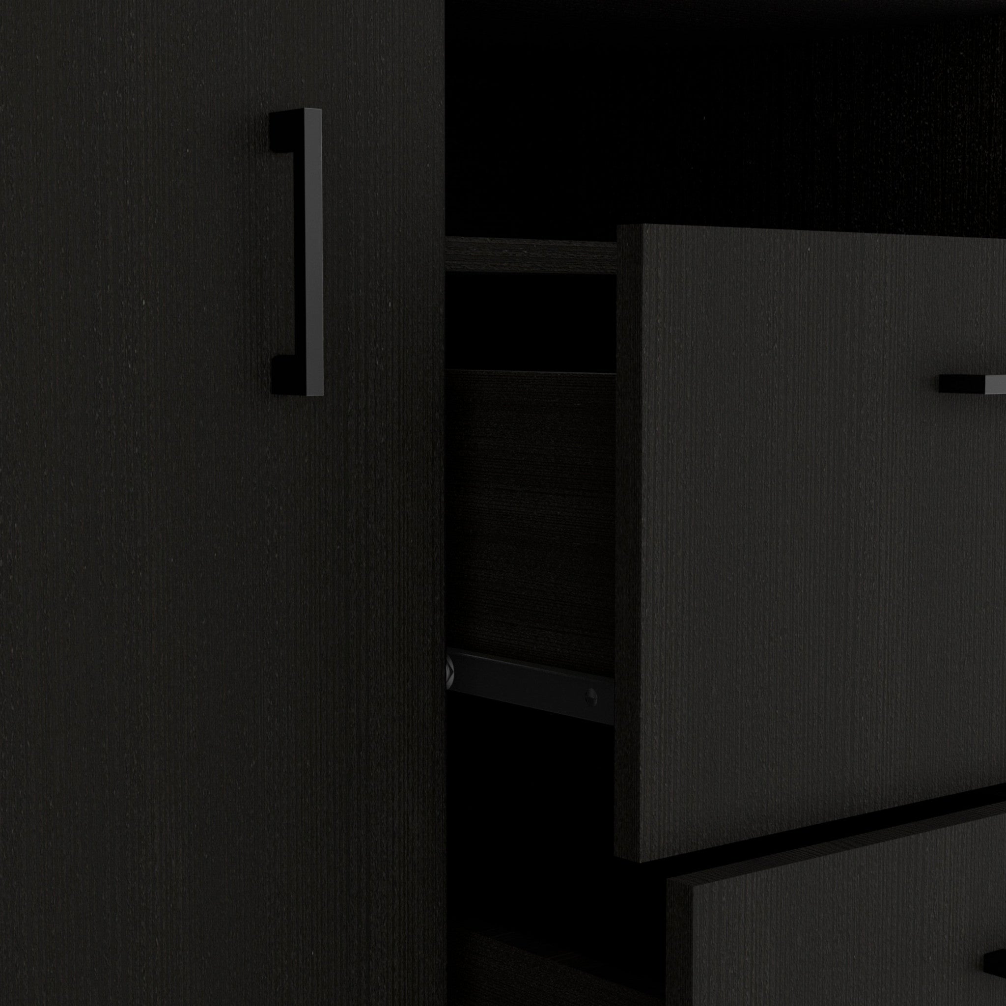 Black Three Door Closet with Two Drawers