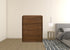 35" Walnut Solid Wood Five Drawer Chest