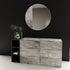 63" Grey Faux Marble and Black Wood Six Drawer Double Dresser