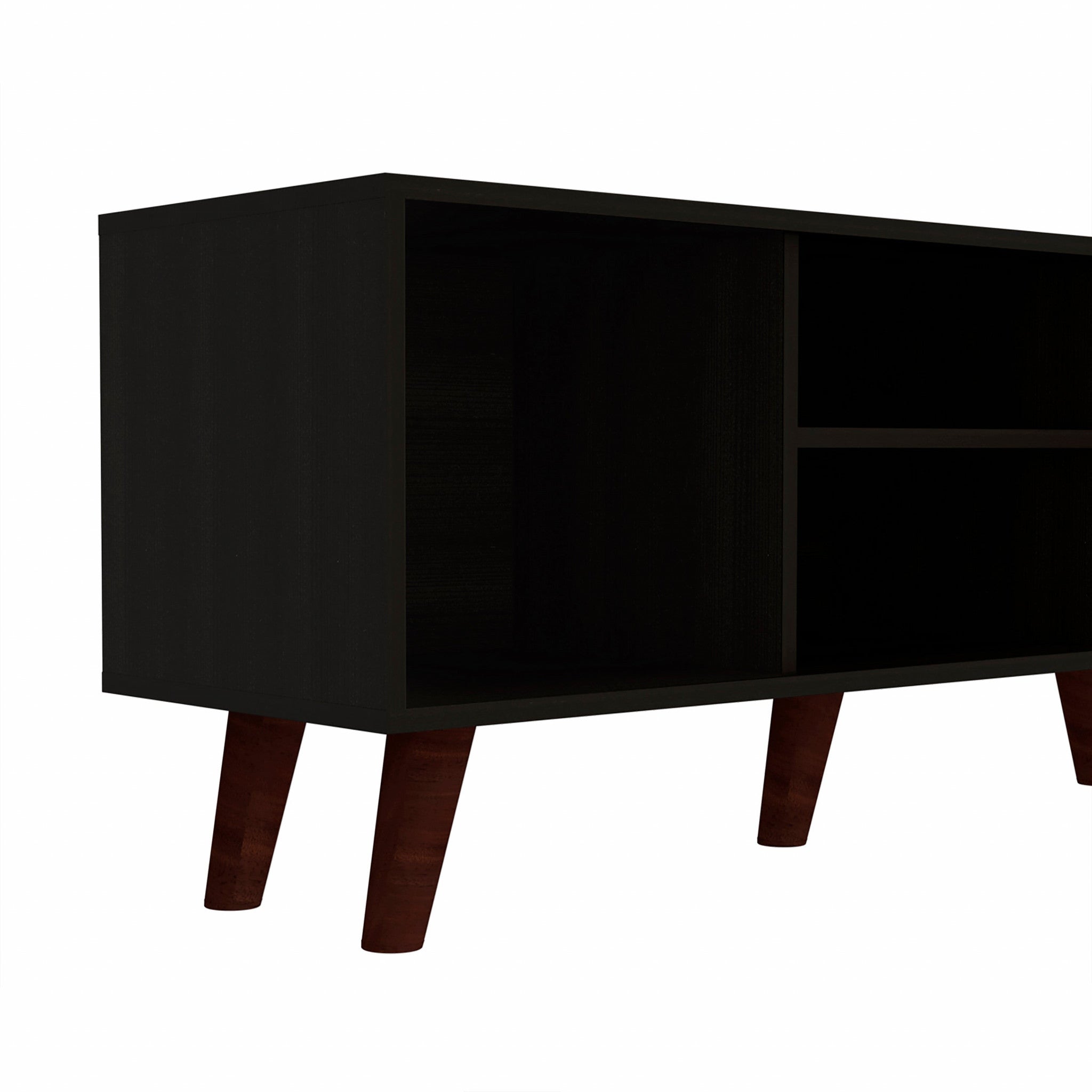45" Black Particle Board Open Shelving TV Stand