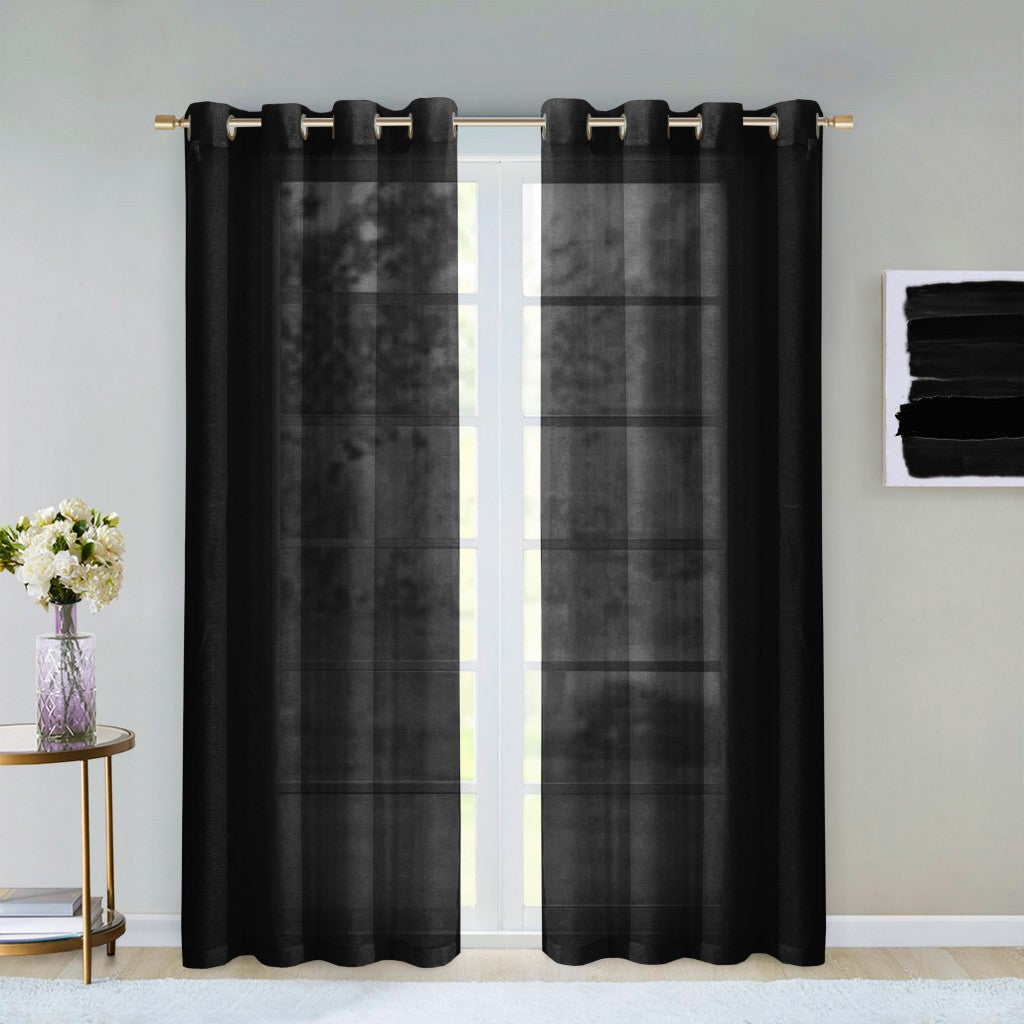 Set of Two 84"  Black Solid Modern Window Panels