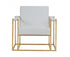Stylish White Leatherette And Gold Steel Chair