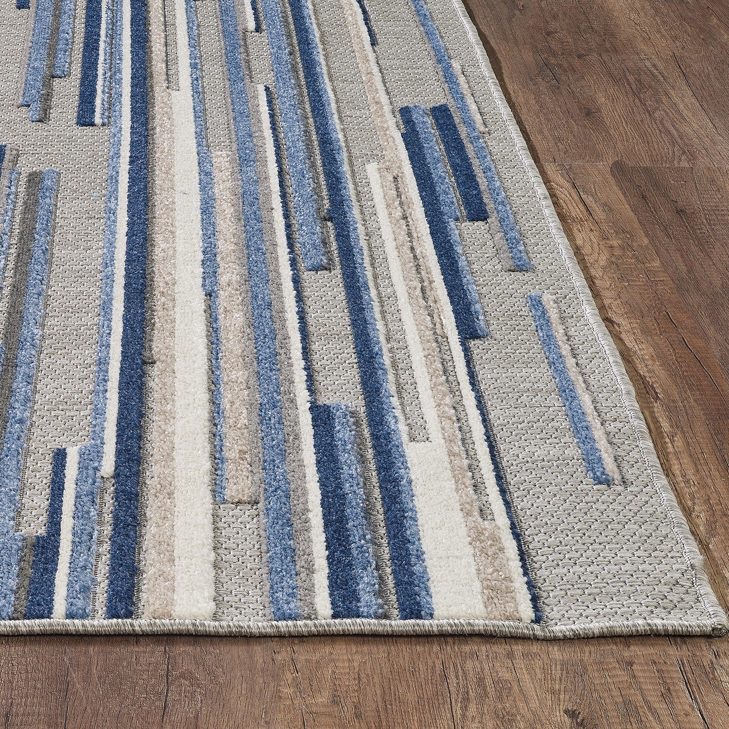 2' X 4' Blue Abstract Stain Resistant Indoor Outdoor Area Rug