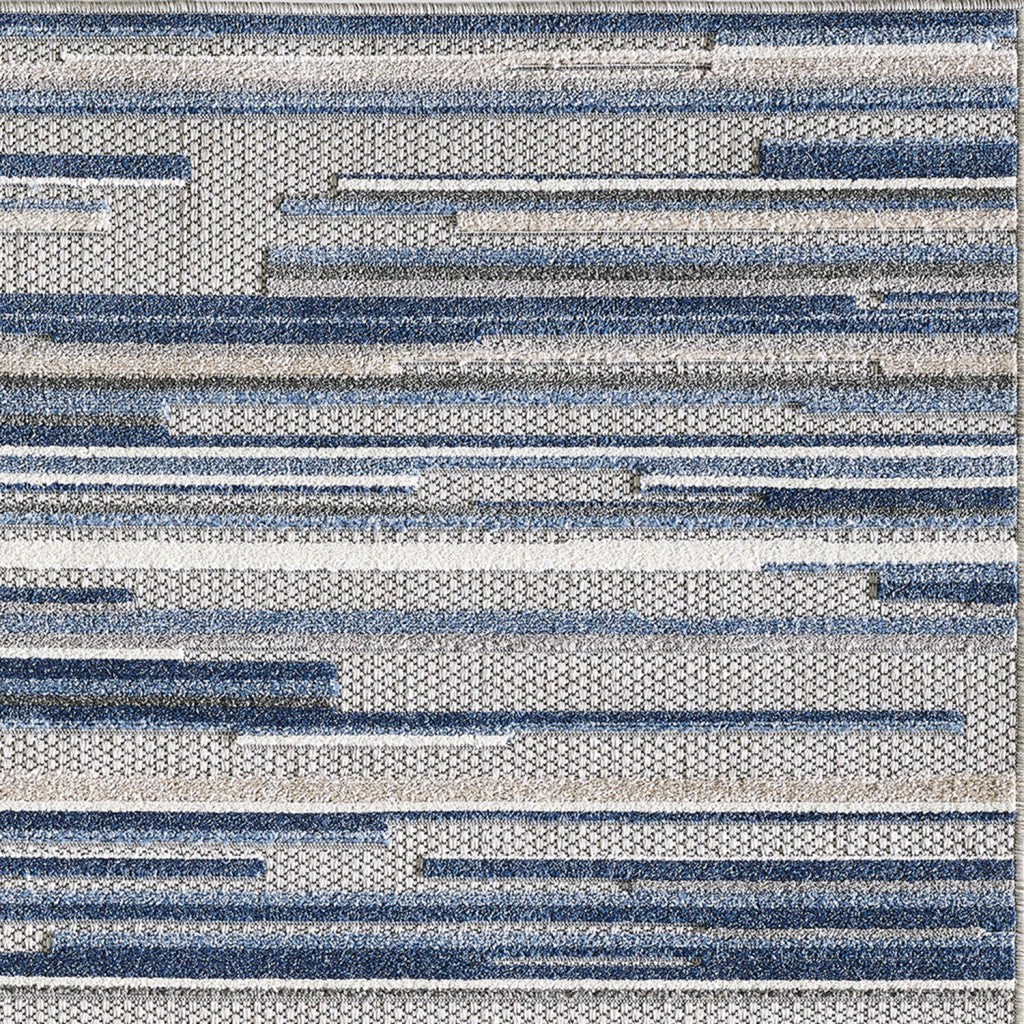 2' X 4' Blue Abstract Stain Resistant Indoor Outdoor Area Rug