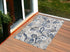 3’ x 5’ Blue Gray Jacobean Floral Indoor Outdoor Area Rug